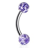 Piercing pour arcade acry 19 - UV paillettes bleues boules
