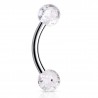 Piercing pour arcade acry 19 - UV paillettes transparentes boules