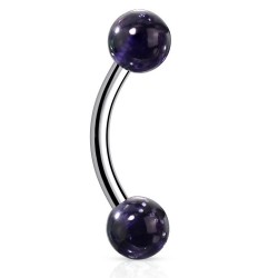 Piercing pour arcade acry 19 - UV paillettes noires boules