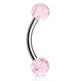 Piercing pour arcade acry 19 - UV paillettes roses boules