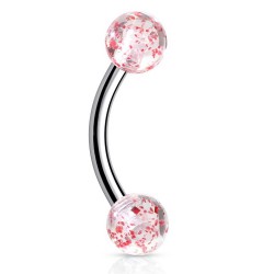 Piercing pour arcade acry 19 - UV paillettes rouges boules