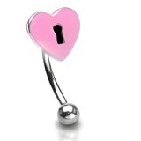 Piercing arcade 120 - Coeur rose avec serrure