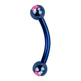 Piercing arcade 24 - Plaqué-titane bleu cristal rose