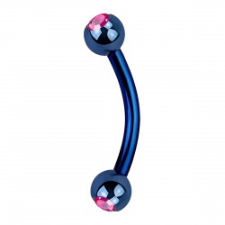 Piercing arcade 24 - Plaqué-titane bleu cristal rose