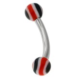 Piercing pour arcade acry 34 - UV noir et rouge boules striées