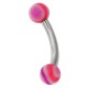 Piercing pour arcade acry 34 - UV lilas et rouge boules striées