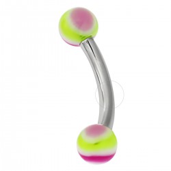 Piercing pour arcade acry 34 - UV lilas et vert boules striées