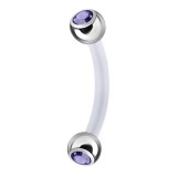 Piercing arcade 37 - Tige en téflon double cristal lilas