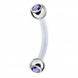 Piercing arcade 37 - Tige en téflon double cristal lilas