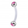 Piercing arcade 37 - Tige en téflon double cristal rose