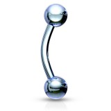 Piercing arcade 05 - Plaqué-titane bleu-clair boules