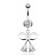 Piercing nombril noeud papillon 10 - Deux zircones transparents