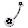 Piercing nombril UV 86 - Fleurs noires sur fond blanc
