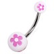 Piercing nombril UV 86 - Fleurs roses sur fond blanc