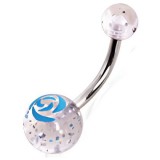 Piercing nombril UV 85 - Fleur et paillettes