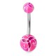 Piercing nombril UV 97 - Fleur tribale rose et lilas