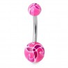 Piercing nombril UV 97 - Fleur tribale rose et lilas