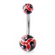 Piercing nombril UV 97 - Fleur tribale noire et rouge