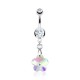 Piercing nombril cristal 36 - Cristal fleur pendant transparent