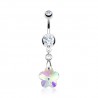 Piercing nombril cristal 36 - Cristal fleur pendant transparent