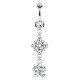 Piercing nombril losange et fleur transparent et aurora (D24)