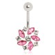 Piercing nombril cristal 15 - Fleur twist rose