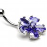 Piercing nombril fleur 15 - Cristal cinq pétales lilas