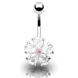Piercing nombril fleur 15 - Cristal cinq pétales transparents
