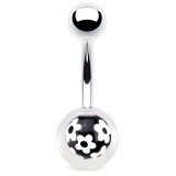 Piercing nombril UV 92 - Petites fleurs blanches sur fond noir