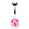 Piercing nombril UV 92 - Petites fleurs blanches sur fond lilas