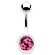 Piercing nombril UV 92 - Petites fleurs roses sur fond noir