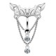 Piercing nombril inversé 06 - Tribal avec chainettes et cristaux transparents