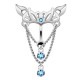 Piercing nombril inversé 06 - Tribal avec chainettes et cristaux bleu-clair