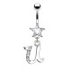 Piercing nombril étoile lettre U avec des cristaux transparents