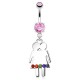 Piercing nombril LGBT 07 - Rose deux femmes cristaux rainbow