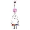 Piercing nombril LGBT 07 - Rose deux femmes cristaux rainbow