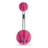 Piercing nombril UV 41 - Ballon de basket rose