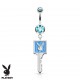 Piercing nombril Playboy 16 - Clé bleu-clair avec lapin
