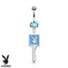Piercing nombril Playboy 16 - Clé bleu-clair avec lapin