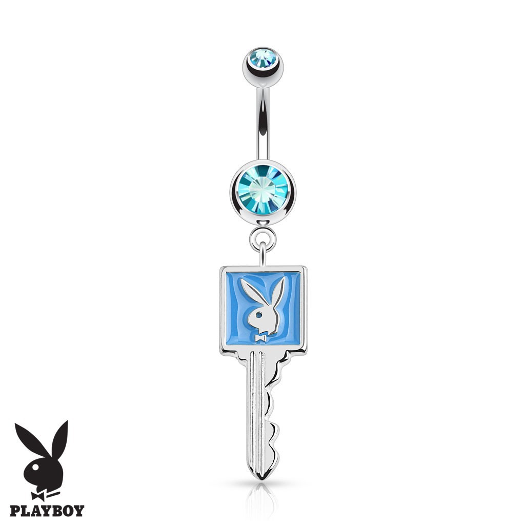Piercing Nombril Playboy - Lapin Avec Diamant Et Pointe Bleue - Argenté - Acier Inoxydable - Neuf Avec étiquettes