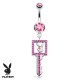 Piercing nombril Playboy 17 - Clé avec lapin et cristaux roses