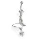 Piercing nombril papillon avec un cristal rond transparent (178)