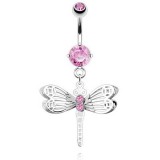 Piercing nombril rose libellule aux ailes fines (41)