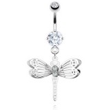 Piercing nombril transparent libellule aux ailes fines (41)