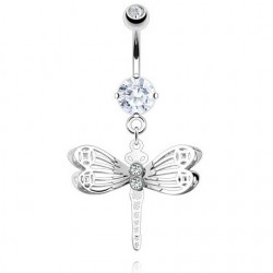 Piercing nombril transparent libellule aux ailes fines (41)