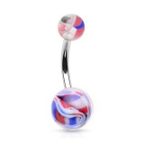 Piercing nombril UV 59 - Psychédélique bleu et rouge