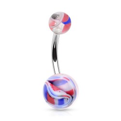 Piercing nombril UV 59 - Psychédélique bleu et rouge