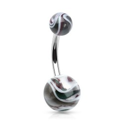 Piercing nombril UV 59 - Psychédélique blanc, noir et vert