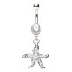 Piercing nombril étoile de mer avec cristaux transparents (05)