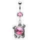 Piercing nombril tortue avec strass rond rose (10)